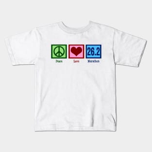 Peace Love Marathon Runner Kids T-Shirt